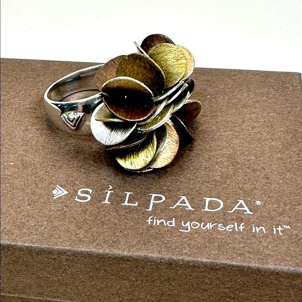 Retired Silpada Designs .925 Sterling Silver, Copper & Brass Cha-Cha Ring